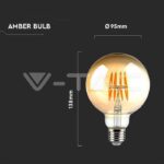 V-TAC VT-217145 LED Крушка 8W Filament E27 G95 AMBER 2200K