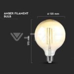 V-TAC VT-217155 LED Крушка 8W Filament E27 G125 Амбър Димиращ 3000K