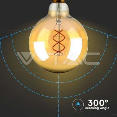 V-TAC VT-217216 LED Крушка 5W Filament E27 G125 Амбър 1800К