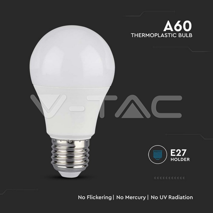 V-TAC VT-217349 LED Крушка 10.5W E27 A60 Термо Пластик 4000K