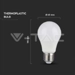 V-TAC VT-217349 LED Крушка 10.5W E27 A60 Термо Пластик 4000K