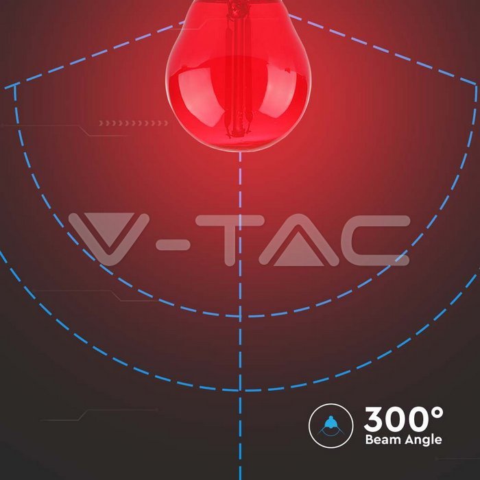 V-TAC VT-217413 LED Крушка 2W Filament E27 G45 Червена