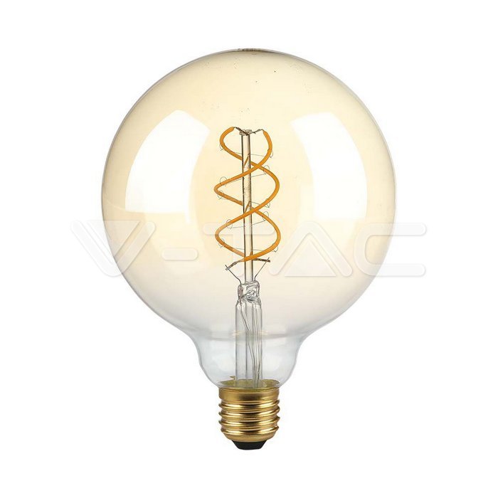 V-TAC VT-217415 LED Крушка 5W Filament E27 G125 Амбър Димиращ 1800К