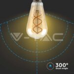 V-TAC VT-217416 LED Крушка 5W Filament E27 ST64 Амбър Димираща 2200K