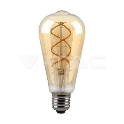 V-TAC VT-217416 LED Крушка 5W Filament E27 ST64 Амбър Димираща 2200K