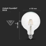 V-TAC VT-217455 LED Крушка 12.5W Filament E27 G125 6500K