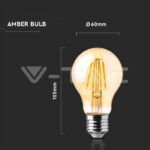 V-TAC VT-217457 LED Крушка 12W Filament E27 A60 Амбър 2200К