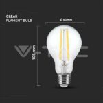 V-TAC VT-217458 LED Крушка 12W Filament E27 A60 3000К