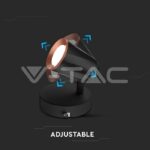 V-TAC VT-218253 6W LED Единична Спот Лампа 4000К Черна