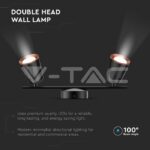 V-TAC VT-218257 12W LED Двойна Спот Лампа 4000К Черна