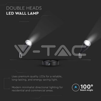 V-TAC VT-218269 9W LED Двойна Спот Лампа 4000К Черна