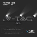 V-TAC VT-218271 13.5 LED Тройна Спот Лампа 3000К Черна