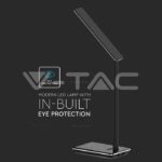 V-TAC VT-218600 5W Настолна Лампа 3в1 Безжично Зареждане GSM Черна Правоъгълна Основа