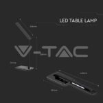 V-TAC VT-218600 5W Настолна Лампа 3в1 Безжично Зареждане GSM Черна Правоъгълна Основа