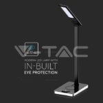 V-TAC VT-218602 5W Настолна Лампа 3в1 Безжично Зареждане GSM Черна Правоъгълна Основа