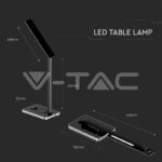 V-TAC VT-218602 5W Настолна Лампа 3в1 Безжично Зареждане GSM Черна Правоъгълна Основа