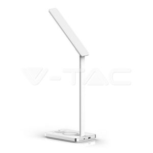 V-TAC VT-218603 5W Настолна Лампа 3в1 Безжично Зареждане GSM Бяла Правоъгълна Основа