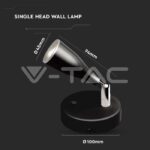 V-TAC VT-218676 4.5W LED Единична Спот Лампа 3000К Черна С Ключ