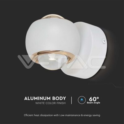 V-TAC VT-23008 10W LED Стенна Лампа Бяло Тяло 3000K