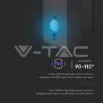 V-TAC VT-23016 5.5W LED Соларна Стенна Черна PIR Сензор Кръг 3000K IP44