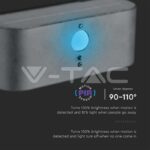 V-TAC VT-23017 2.5W LED Соларна Стенна Черна PIR Сензор 3000K IP44