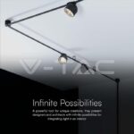 V-TAC VT-23104 12W LED Магнитен Осветител Въже 38`D 3000K Пясъчно Черно Тяло 3 Години Гаранция