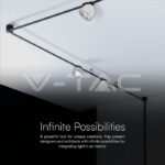 V-TAC VT-23105 12W LED Магнитен Осветител Въже 38`D 3000K Пясъчно Бяло Тяло 3 Години Гаранция