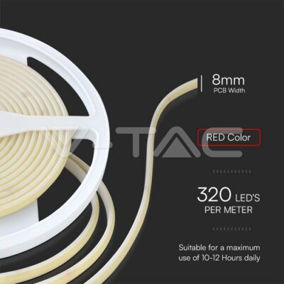 V-TAC VT-23141 LED COB Лента 24V IP67 Червена 320 Leds 10W/m