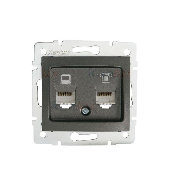 Kanlux 24934 Компютърно-телефонно гнездо (RJ45 Cat 5e+RJ11) DOMO