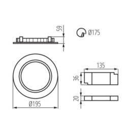 Kanlux 25510 ЛЕД Луна За Вграждане TIBERI 24W 4000K IP44|20 0.9W IP20|IP44 220V