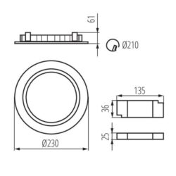 Kanlux 25511 ЛЕД Луна За Вграждане TIBERI 220V 36W 4000K IP44