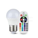 V-TAC VT-2774 LED Крушка 3.5W E27 G45 С Дистанционно RGB 6400K