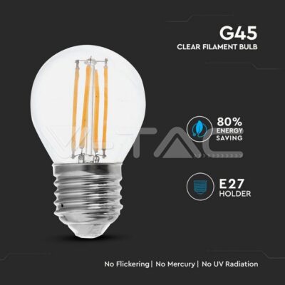 V-TAC VT-2843 LED Крушка 6W Filament E27 G45 4000К