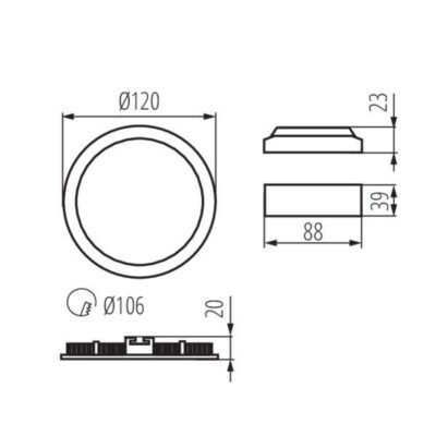 Kanlux 28938 ЛЕД луна панел за вграждане ROUNDA V2LED 220V 6W 3000K IP44