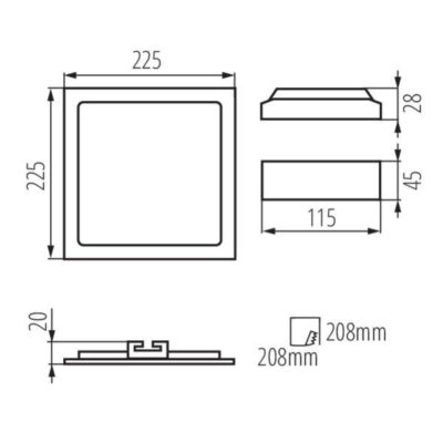 Kanlux 28942 ЛЕД луна панел за вграждане KATRO V2LED 220V 18W 4000K IP44