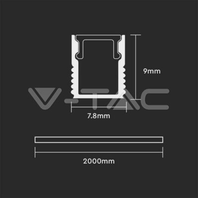 V-TAC VT-2903 Монтажен Кит с Дифузер за LED Лента 2000x7.8x9мм