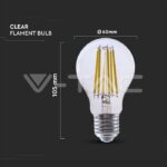 V-TAC VT-2990 LED Крушка 4W E27 Filament A60 3000К