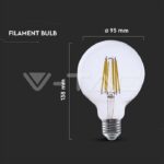 V-TAC VT-2994 LED Крушка 4W Filament E27 G95 3000K