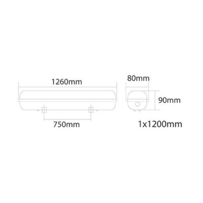 Vito 3310410 LINEA Индустриално осветително тяло T8-ЛЕД 2xG13 600MM IP65 18W 220V