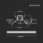 V-TAC VT-3362 Монтажен Kит С Дифузер За LED Лента Алуминиев Мат За Вграждане Външен Ъгъл 2000mm