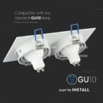 V-TAC VT-3607 2*GU10 Корпус Луна Квадрат Бяла