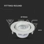 V-TAC VT-3689 GU10 Корпус Луна Кръг Бяло Тяло Променлив Ъгъл