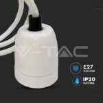 V-TAC VT-3803 Пендел Порцеланова Фасунга E27 Бял