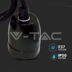 V-TAC VT-3804 Пендел Порцеланова Фасунга E27 Черен