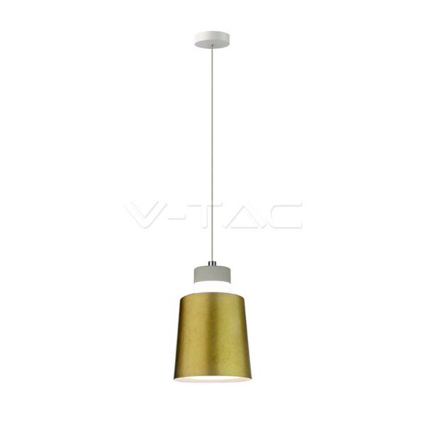 V-TAC VT-3928 7W LED Пендел Акрил Златен Абажур 12x19 Неутрална Светлина