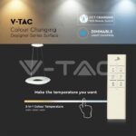 V-TAC VT-3960 82W Пендел/Плафон Кръг 3 Цветен Димиращ Бял