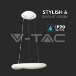 V-TAC VT-3960 82W Пендел/Плафон Кръг 3 Цветен Димиращ Бял