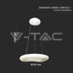 V-TAC VT-3960 82W Пендел/Плафон Кръг 3 Цветен Димиращ Бял