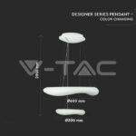 V-TAC VT-3961 60W Пендел Кръг 3 Цветен Димиращ Бял