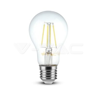 V-TAC VT-7120 LED Крушка 4W Filament E27 A60 Прозрачно Покритие Бяла Светлина